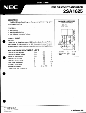 2SA1625K Datasheet PDF NEC => Renesas Technology