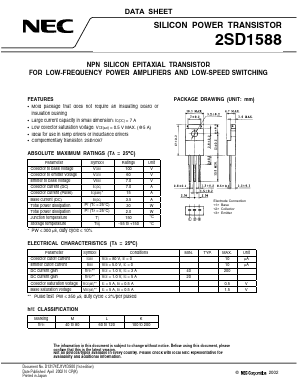 D1588 Datasheet PDF NEC => Renesas Technology
