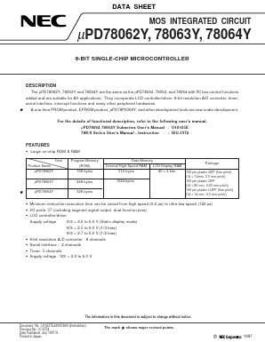 UPD78064YGF-XXX-3BA Datasheet PDF NEC => Renesas Technology