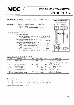 A1175 Datasheet PDF NEC => Renesas Technology