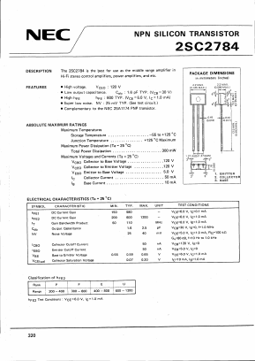 2SC2784 Datasheet PDF NEC => Renesas Technology