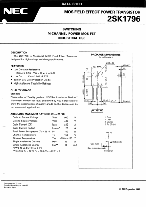 K1796 Datasheet PDF NEC => Renesas Technology