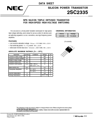 C2335 Datasheet PDF NEC => Renesas Technology