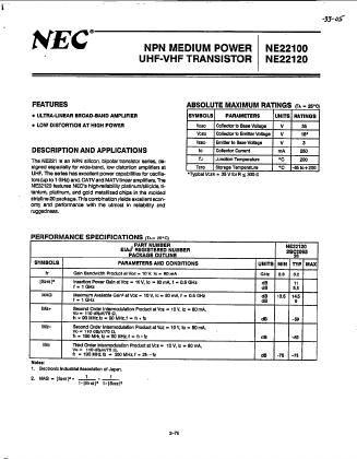 NE22100 Datasheet PDF NEC => Renesas Technology