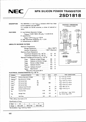 D1818 Datasheet PDF NEC => Renesas Technology