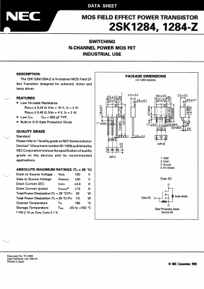 2SK1284 Datasheet PDF NEC => Renesas Technology