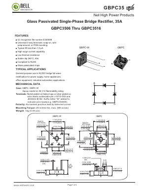 GBPC3516 Datasheet PDF Nell Semiconductor Co., Ltd