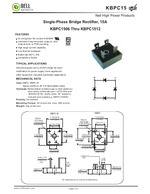 KBPC1510 Datasheet PDF Nell Semiconductor Co., Ltd