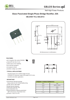 GBJ25 Datasheet PDF Nell Semiconductor Co., Ltd
