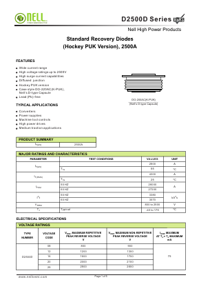 D2500D20 Datasheet PDF Nell Semiconductor Co., Ltd