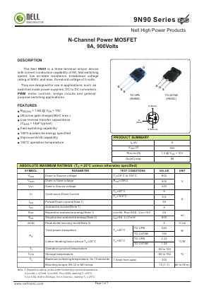 9N90B Datasheet PDF Nell Semiconductor Co., Ltd