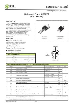 65N06 Datasheet PDF Nell Semiconductor Co., Ltd