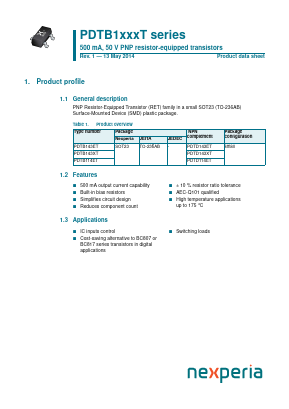 PDTB114ET Datasheet PDF Nexperia B.V. All rights reserved