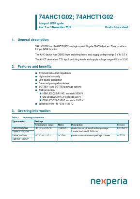 74AHCT1G02GV Datasheet PDF Nexperia B.V. All rights reserved