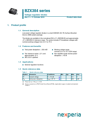 BZX384-C10 Datasheet PDF Nexperia B.V. All rights reserved