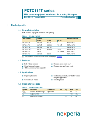 PDTC114TU Datasheet PDF Nexperia B.V. All rights reserved