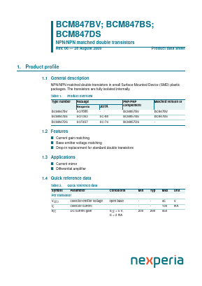 BCM847DS Datasheet PDF Nexperia B.V. All rights reserved