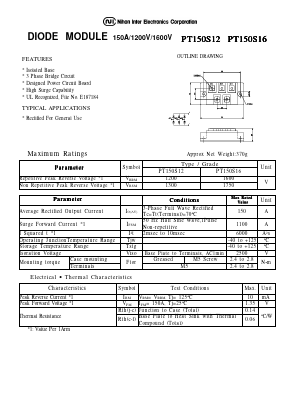 PT150S16 Datasheet PDF Nihon Inter Electronics