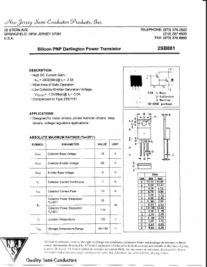 B881 Datasheet PDF New Jersey Semiconductor