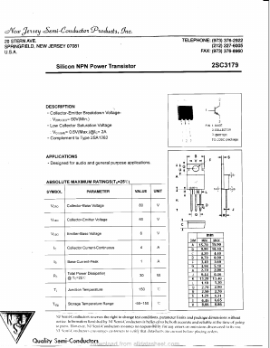 C3179 Datasheet PDF New Jersey Semiconductor