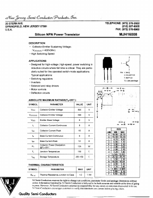 MJH16008 Datasheet PDF New Jersey Semiconductor