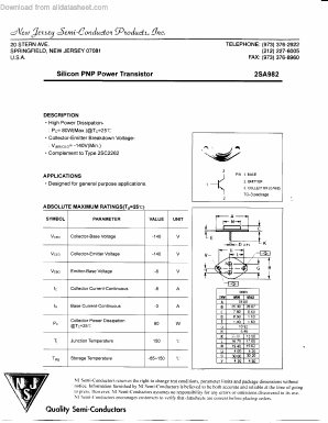 2SA982 Datasheet PDF New Jersey Semiconductor