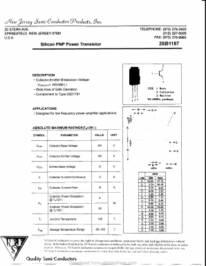 2SB1187 Datasheet PDF New Jersey Semiconductor