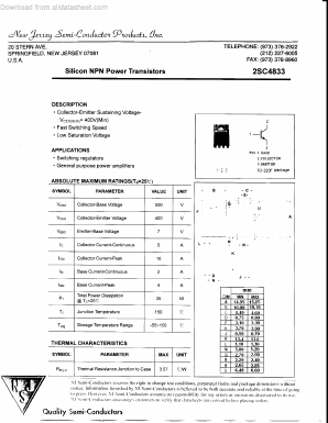 2SC4833 Datasheet PDF New Jersey Semiconductor