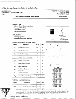 2SC4834 Datasheet PDF New Jersey Semiconductor