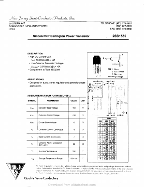 2SB1559 Datasheet PDF New Jersey Semiconductor