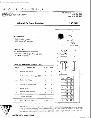 2SC2075 Datasheet PDF New Jersey Semiconductor