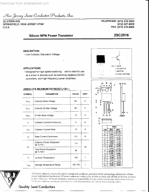 2SC2516 Datasheet PDF New Jersey Semiconductor