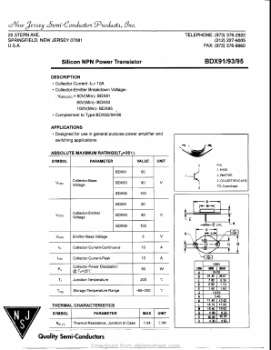 BDX93 Datasheet PDF New Jersey Semiconductor