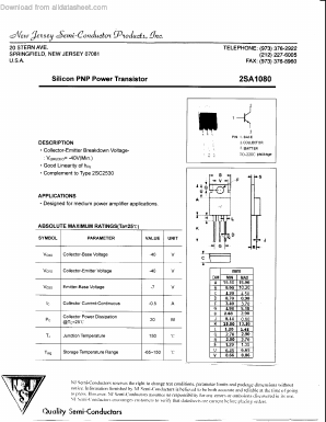A1080 Datasheet PDF New Jersey Semiconductor