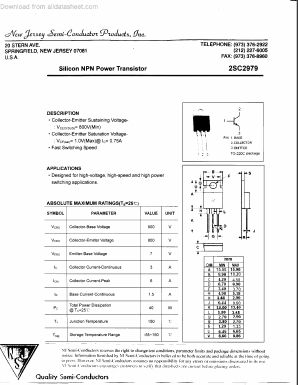2SC2979 Datasheet PDF New Jersey Semiconductor