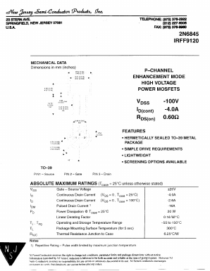 2N6845 Datasheet PDF New Jersey Semiconductor