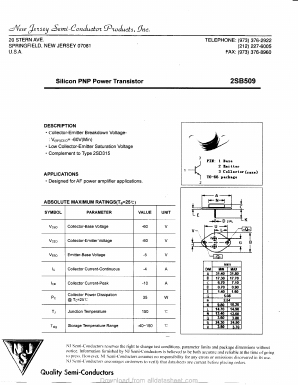 2SB509 Datasheet PDF New Jersey Semiconductor