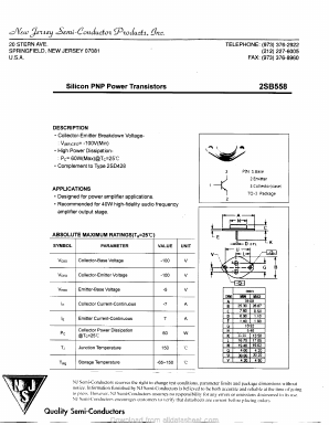 2SB558 Datasheet PDF New Jersey Semiconductor