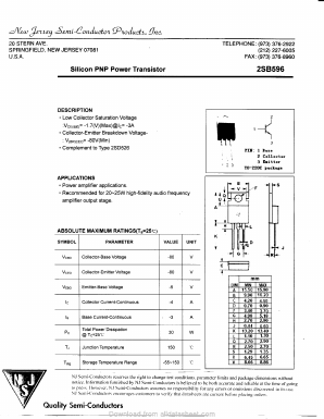 B596 Datasheet PDF New Jersey Semiconductor
