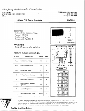 2SB755 Datasheet PDF New Jersey Semiconductor