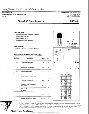 B981 Datasheet PDF New Jersey Semiconductor