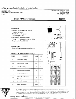 2SB989 Datasheet PDF New Jersey Semiconductor