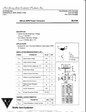 BU100 Datasheet PDF New Jersey Semiconductor