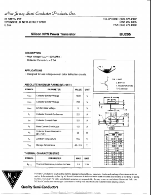 BU205 Datasheet PDF New Jersey Semiconductor
