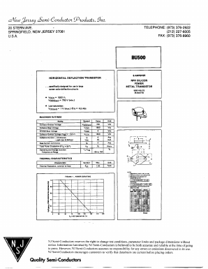 BU500 Datasheet PDF New Jersey Semiconductor