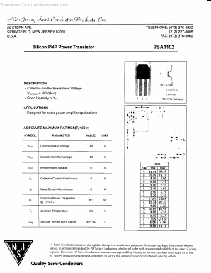 A1102 Datasheet PDF New Jersey Semiconductor