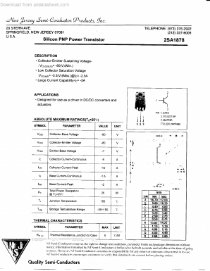 A1878 Datasheet PDF New Jersey Semiconductor