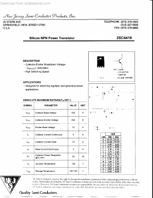 2SC4418 Datasheet PDF New Jersey Semiconductor