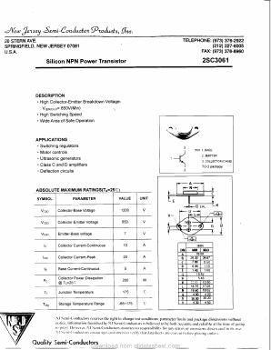 2SC3061 Datasheet PDF New Jersey Semiconductor