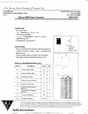 2SA1470 Datasheet PDF New Jersey Semiconductor